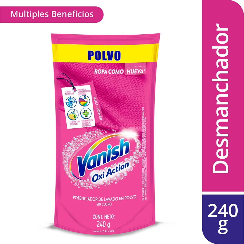 Vanish  Oxi Action Potencializador De Lavado Polvo Doypak 240Gr