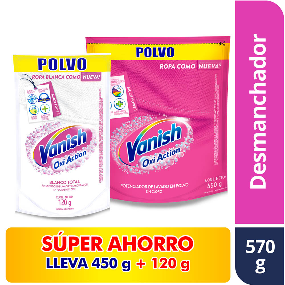Vanish Quitamanchas Polvo 450Gr + 120Gr Súper Ahorro