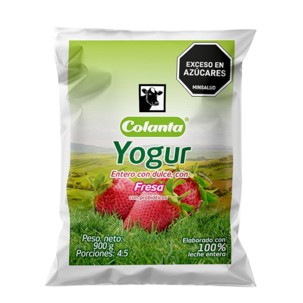 Yogur Colanta Fresa Bolsa 900Gr