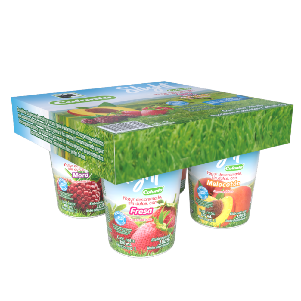 Yogur Colanta Slight Surtido Vaso 4 Unidades 800Gr