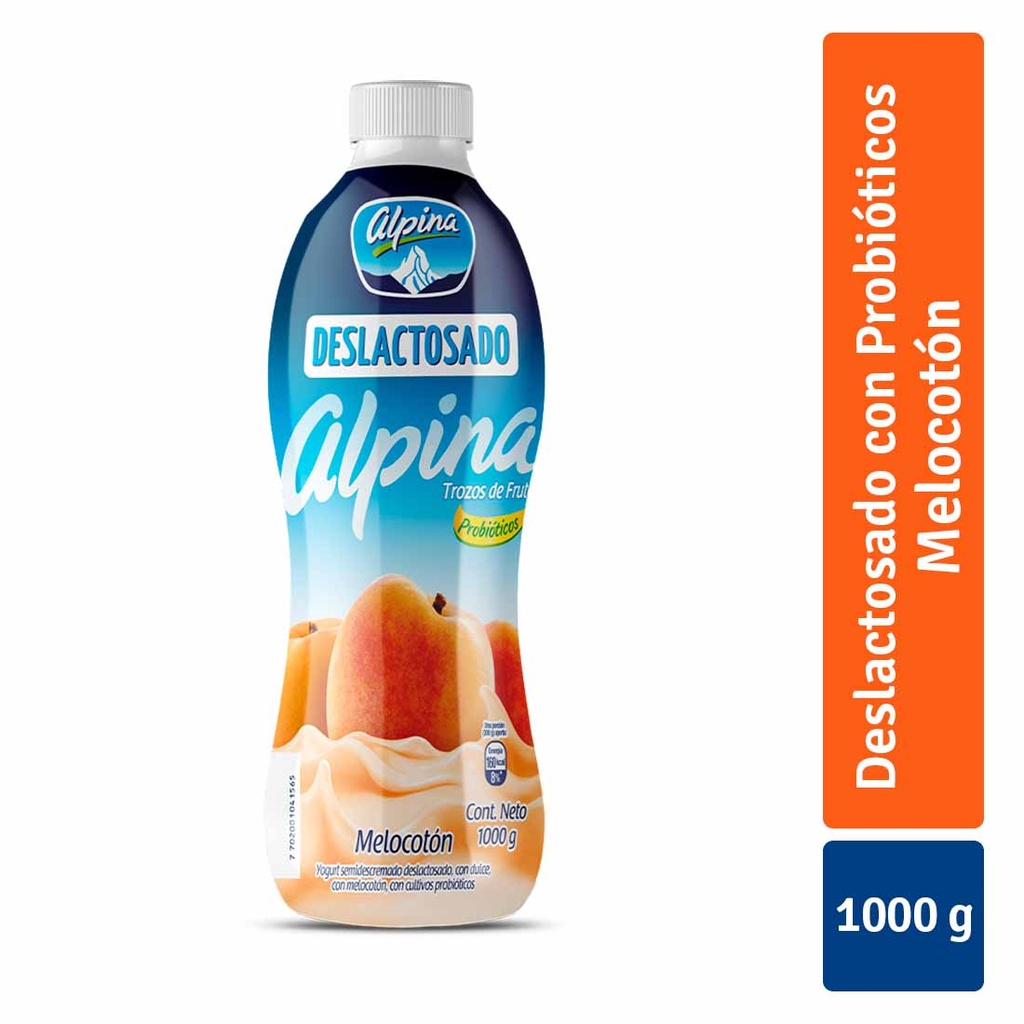 Yogurt Alpina Deslactosado Melocoton 1000Gr