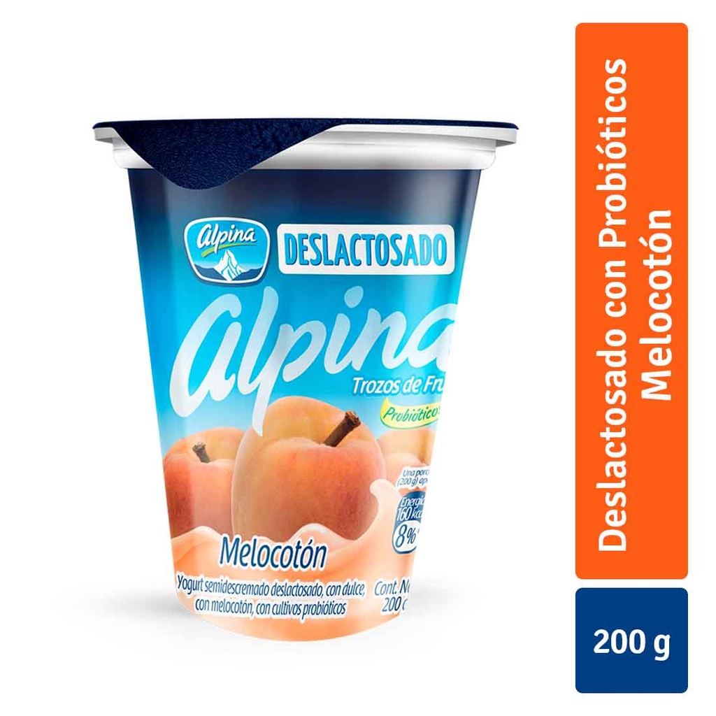 Yogurt Alpina Deslactosado Melocoton 200Gr