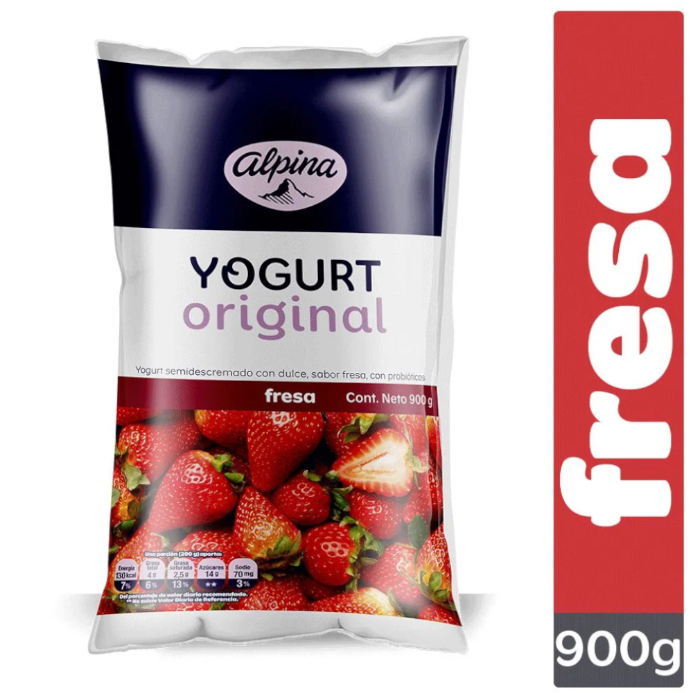 Yogurt Alpina Fresa Bolsa 900Gr