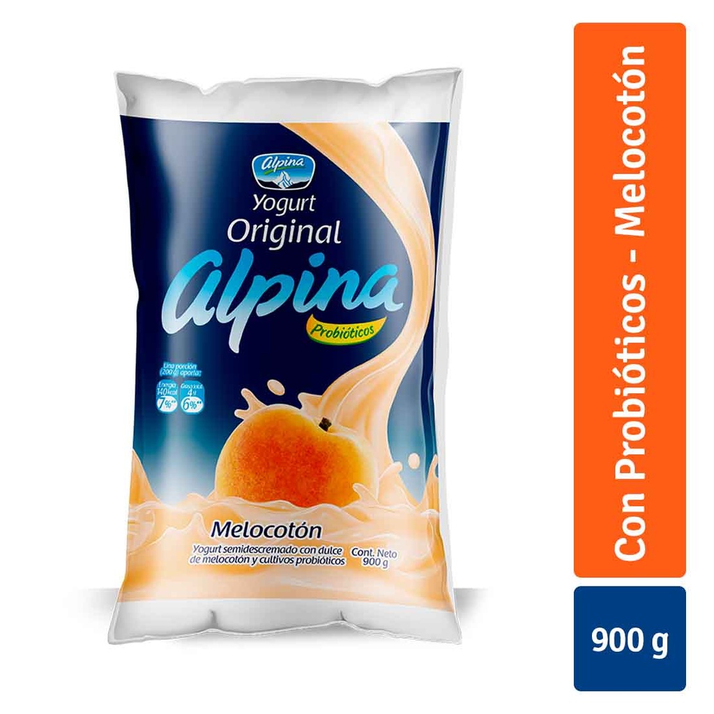 Yogurt Alpina Melocoton Bolsa 900Gr