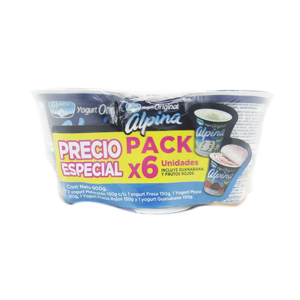 Yogurt Alpina Original Surtido 6 Unidades 900Gr