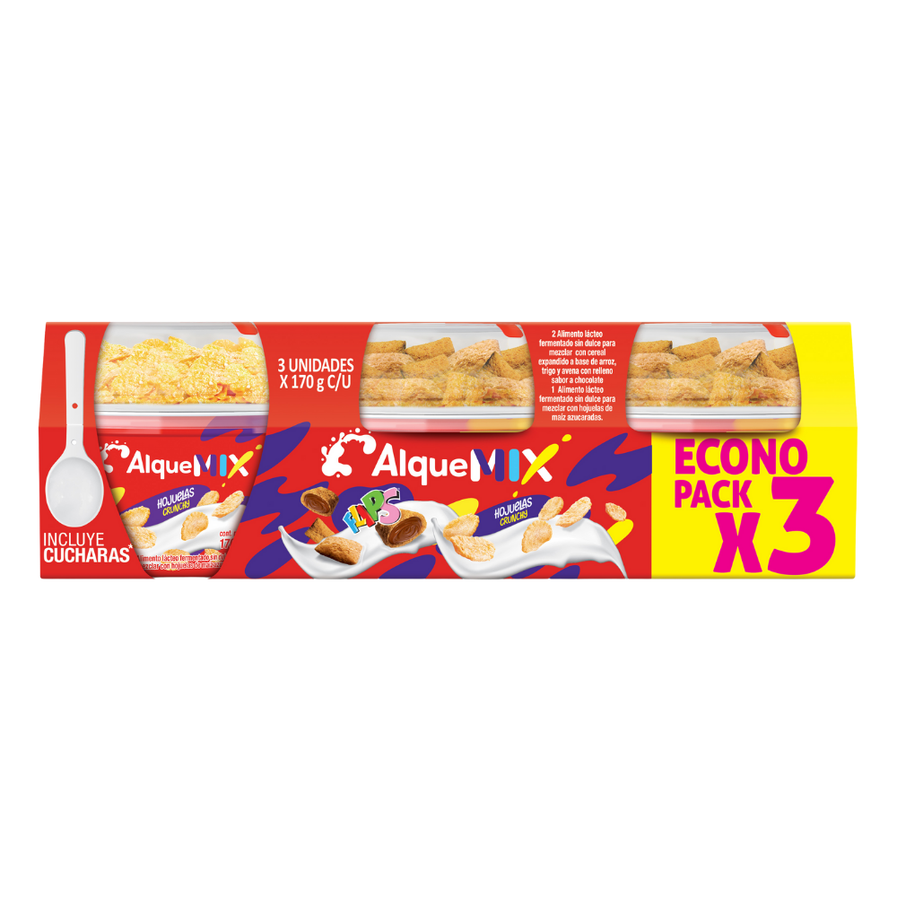 Yogurt Cereal Alqueria Flips 3 Unidades 510Gr