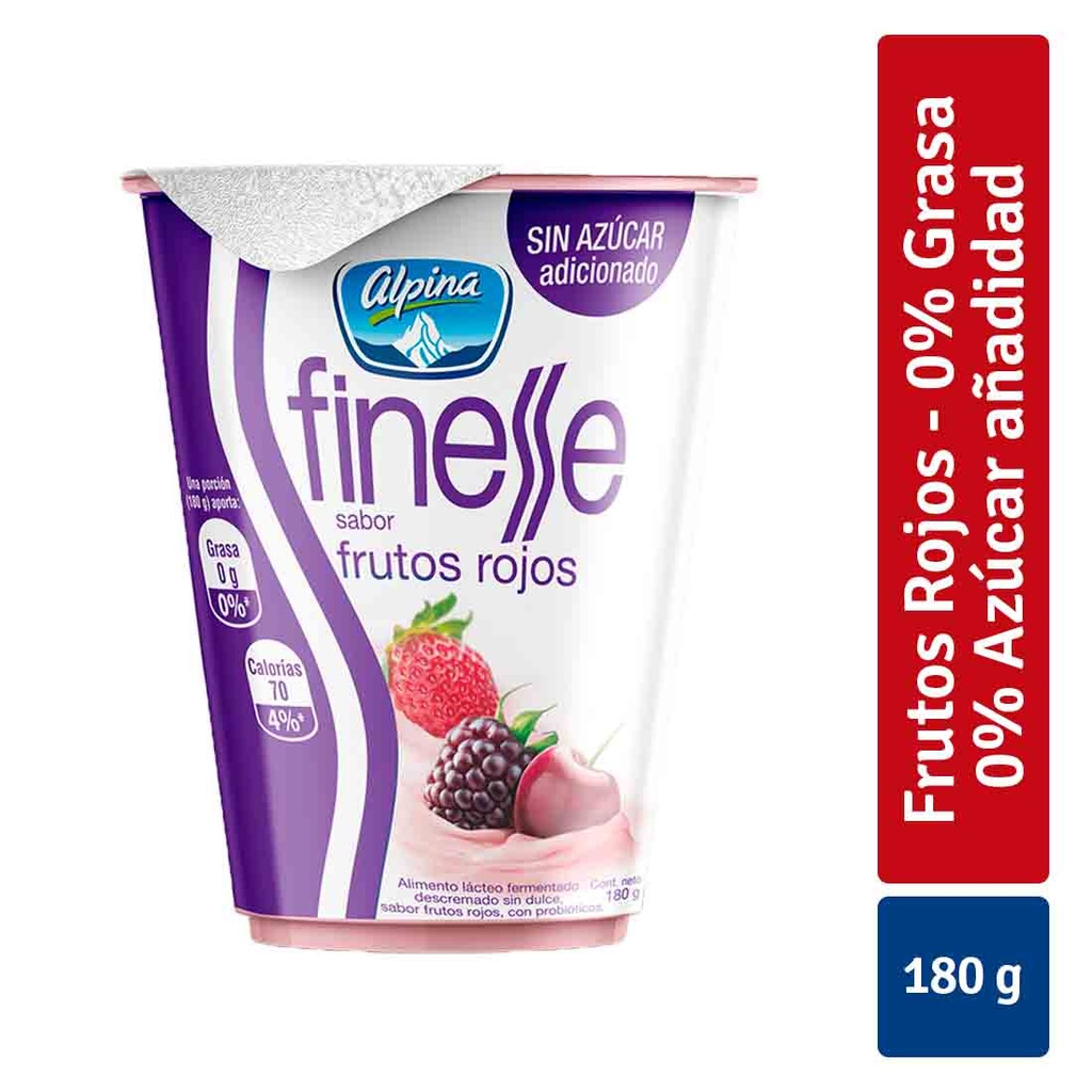 Yogurt Finesse Frutos Rojos Vaso 180Gr