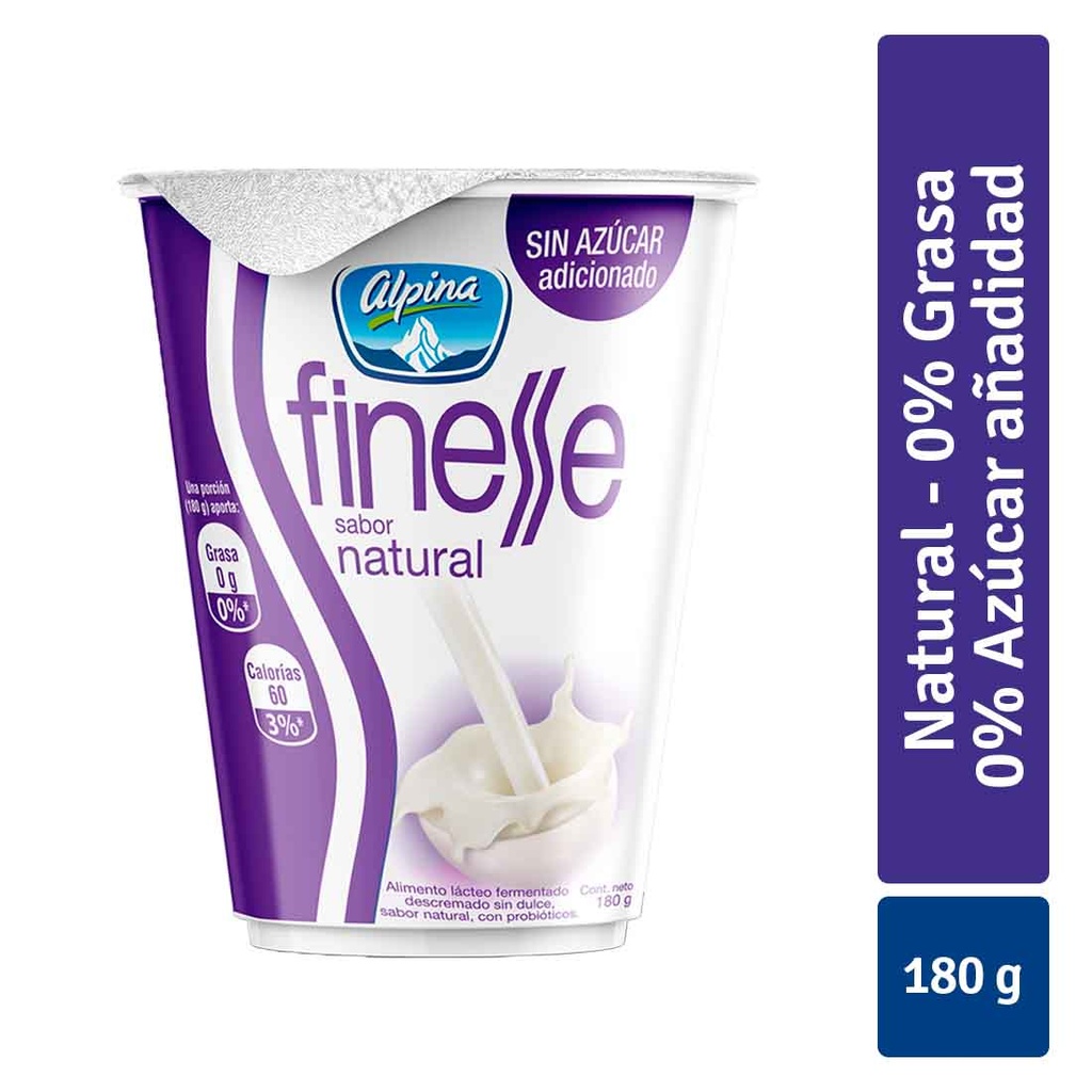 Yogurt Finesse Natural Vaso 180Gr