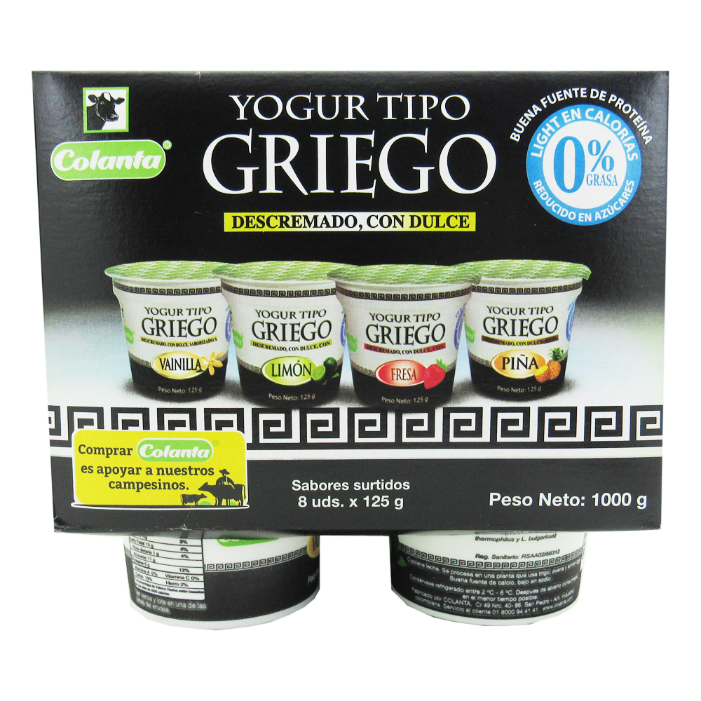 Yogurt Griego Colanta 8 Unidades 1000Gr