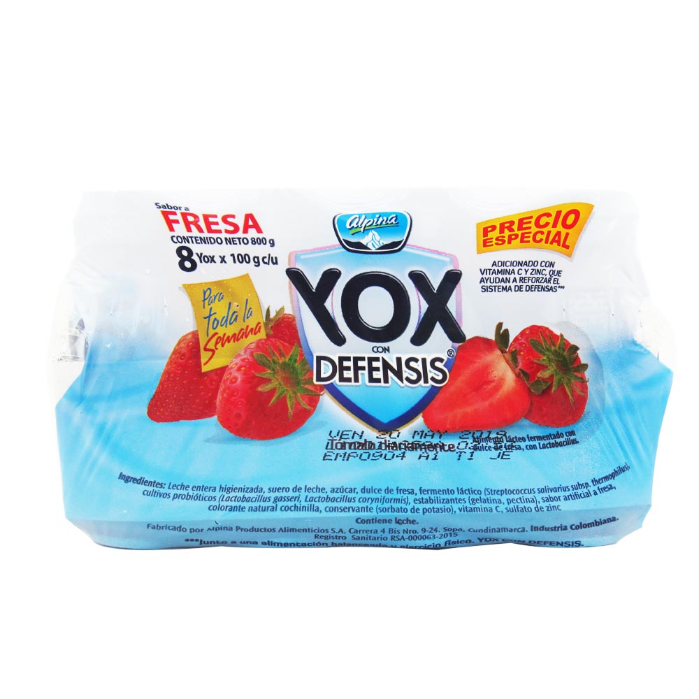 Yox Fresa 8 Unidades 800Gr