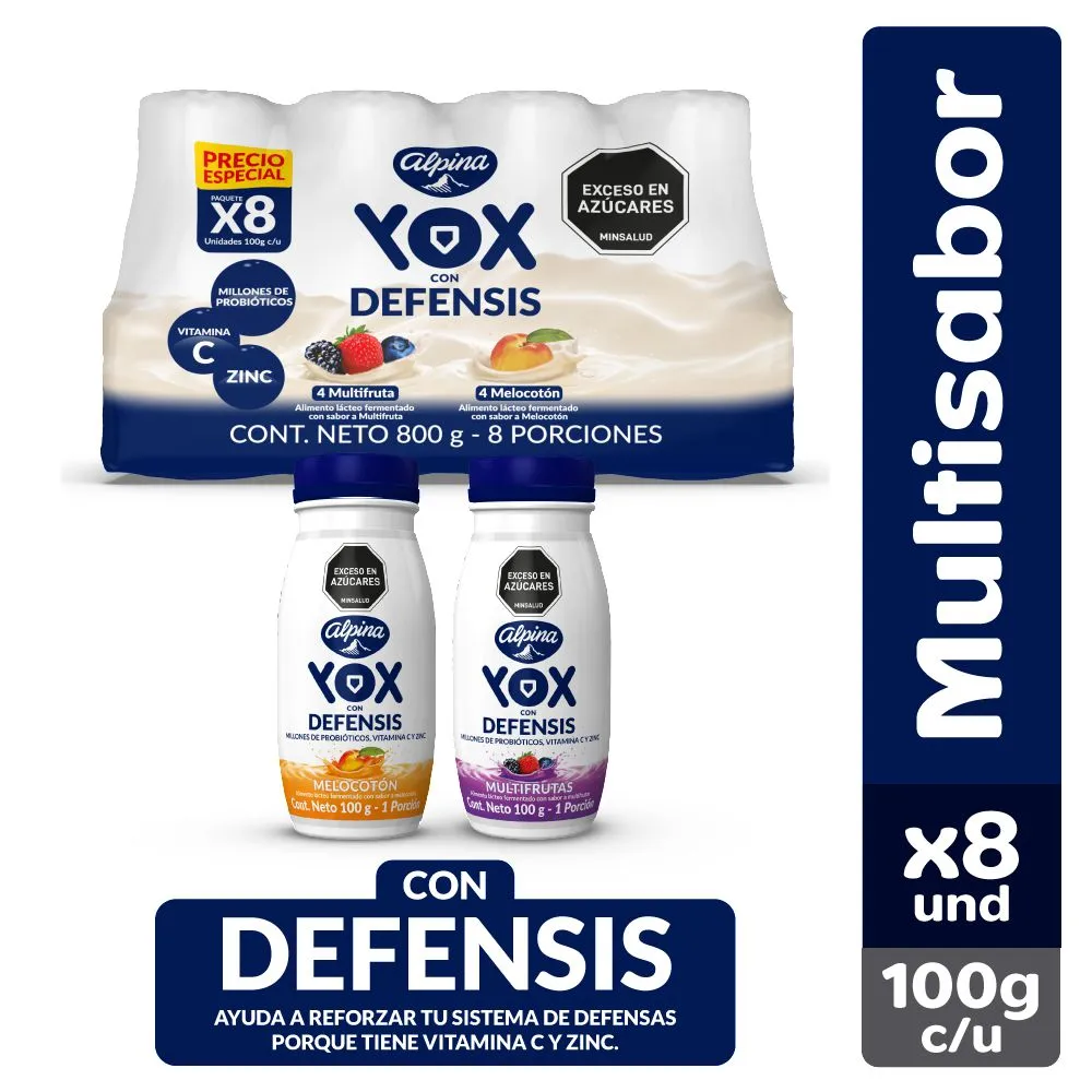 Yox Melocotón Y Multifruta 8 Unidades 800Gr