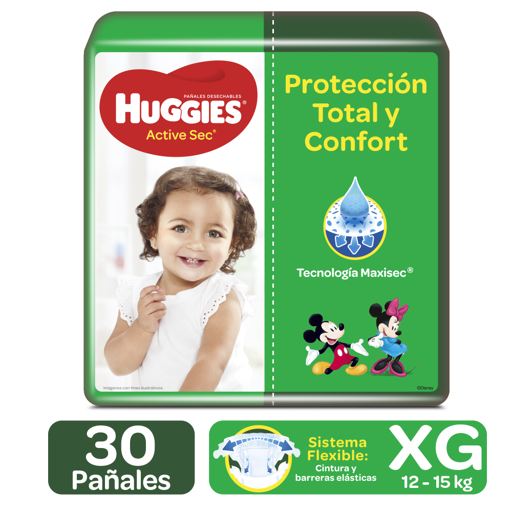 Pañal Huggies Active Sec Xg 30 Unidades