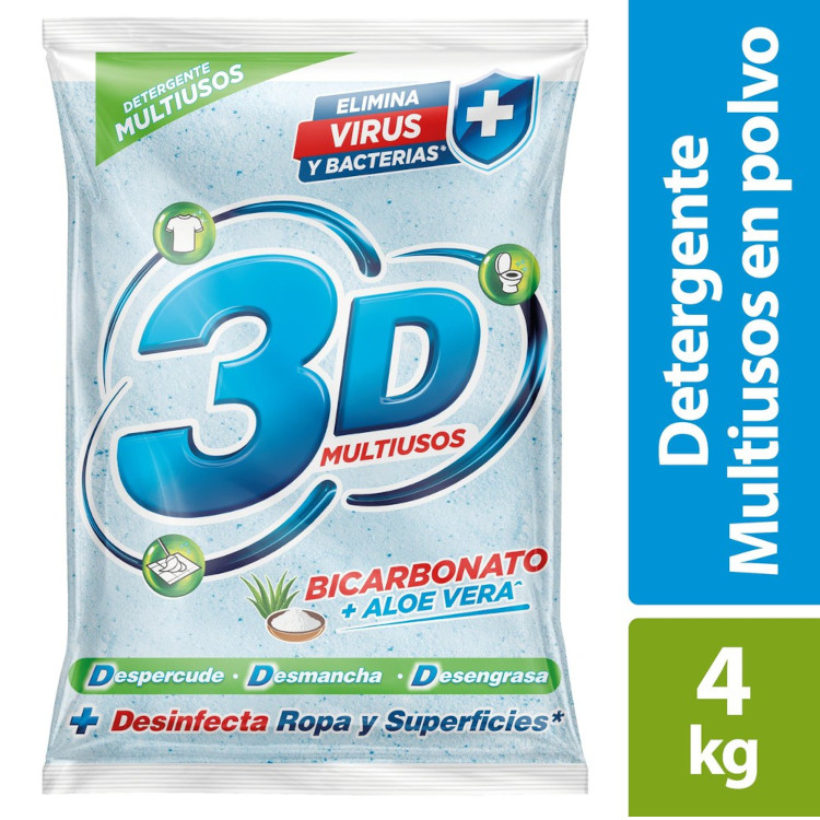 Detergente En Polvo 3D Multiusos 4000Gr