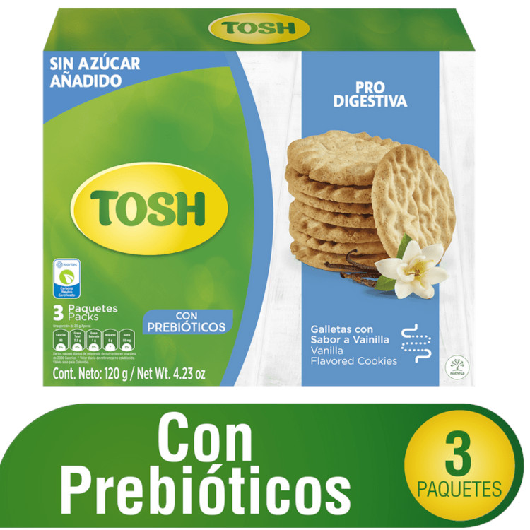 Galletas Tosh Pro Digestiva Vainilla 3 Paquetes
