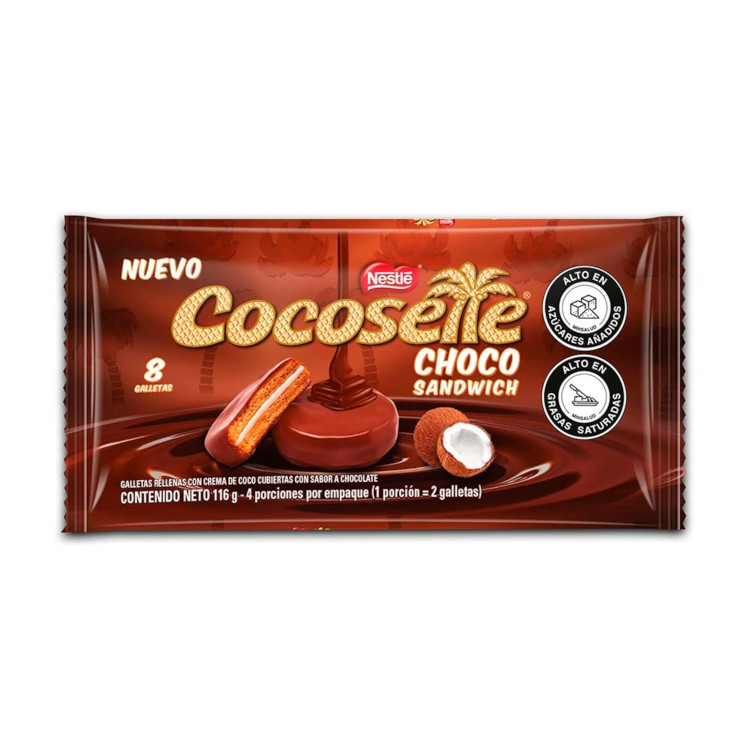 Galleta Cocosette Choco Sandwich 8 Unidades 116Gr