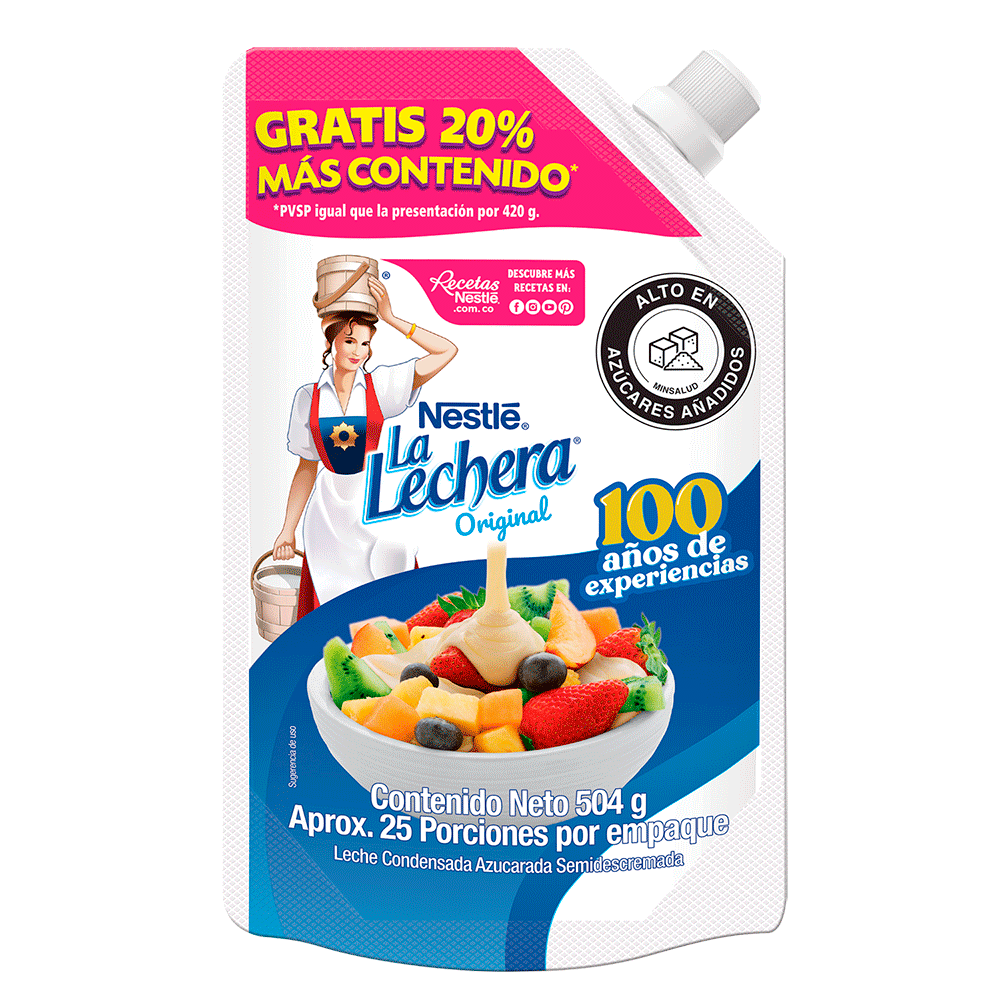 Leche Condensada La Lechera Doypak 504Gr 20% Más Contenido