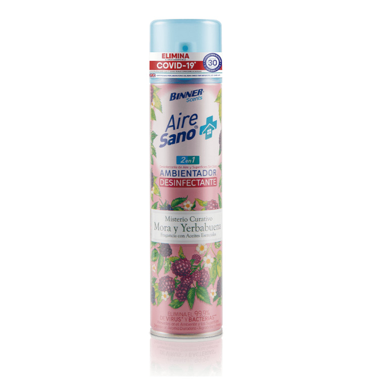 Ambientador Desinfectante Aire Sano Binner Mora y yerbabuena 400Ml