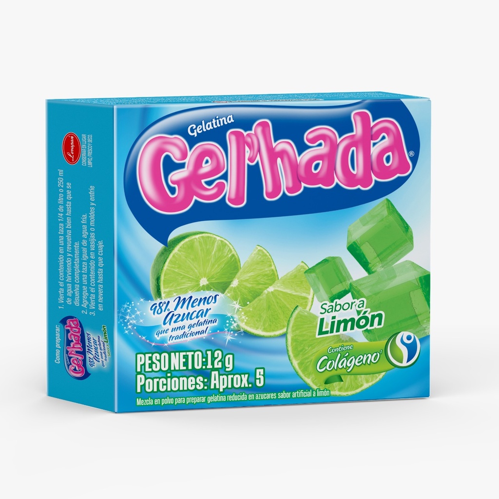 Gelatina Gel'Hada Limón 98% Menos Azúcar 12Gr