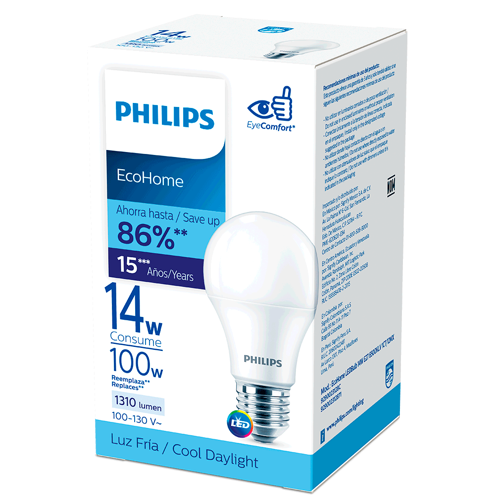 Bombillo Philips Led Ecohome 14W 100-130V 