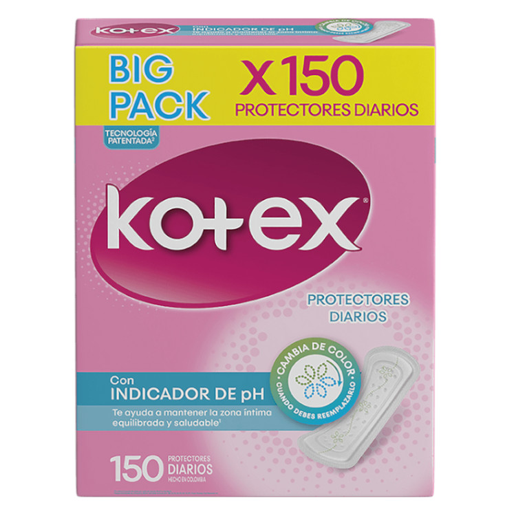 Protectores Kotex Con Indicador De Ph 150 Unidades