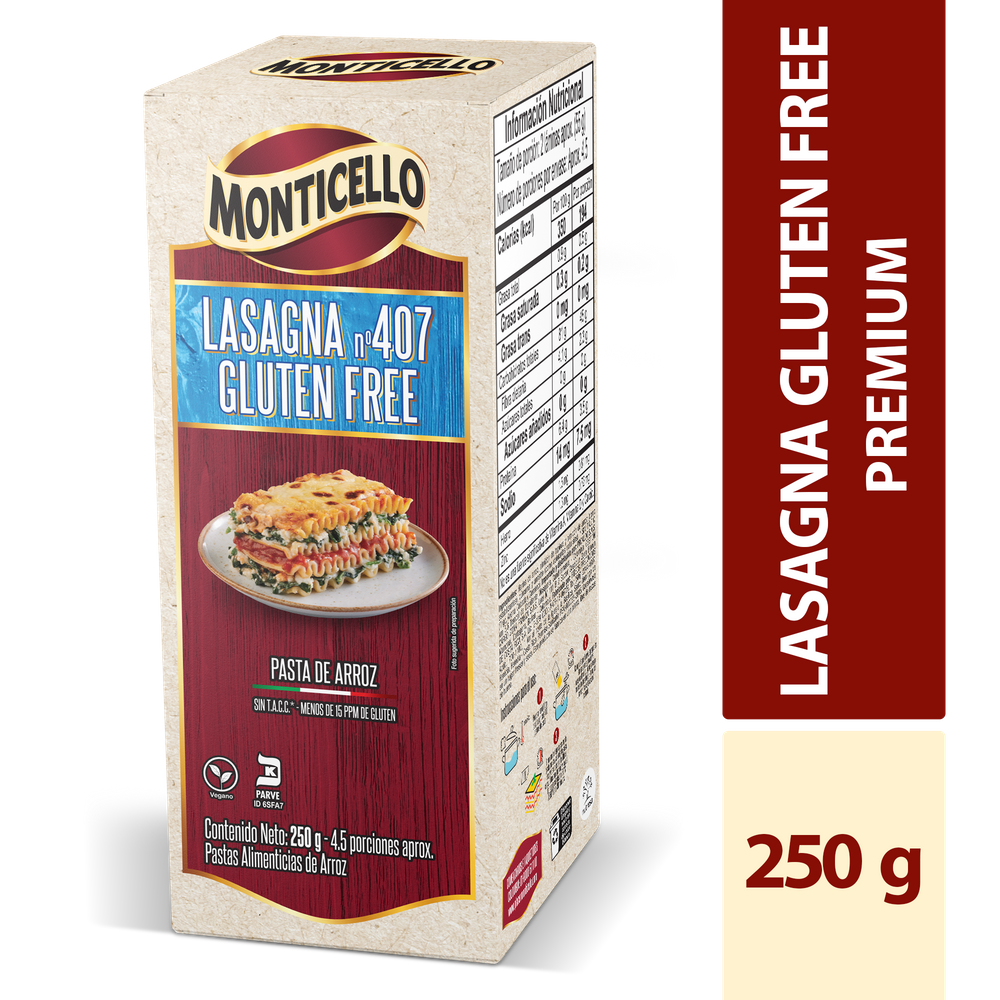Lasagna Monticello N407 Gluten Free 250Gr