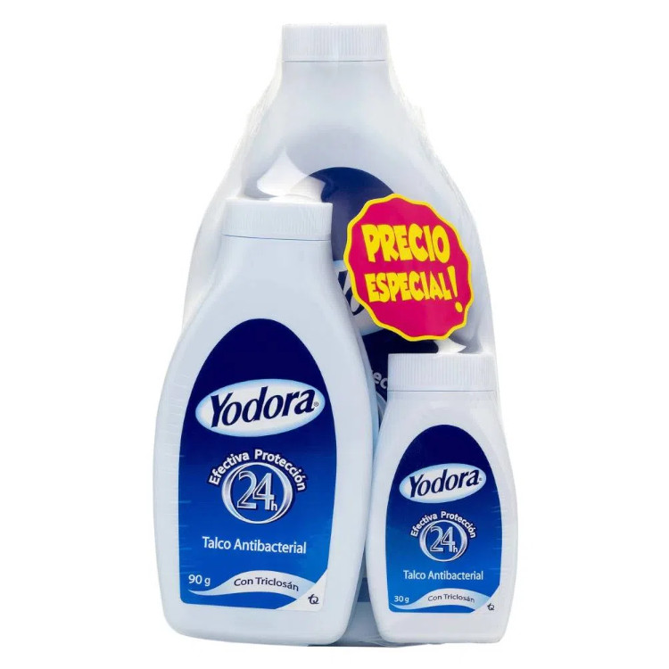Talco Yodora En Polvo Antibacterial 300Gr + 90Gr+30Gr Precio Especial 