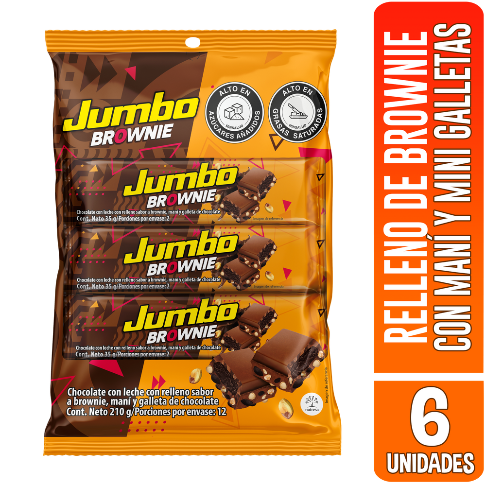 Chocolatina Jumbo Brownie 6 Unidades 210Gr