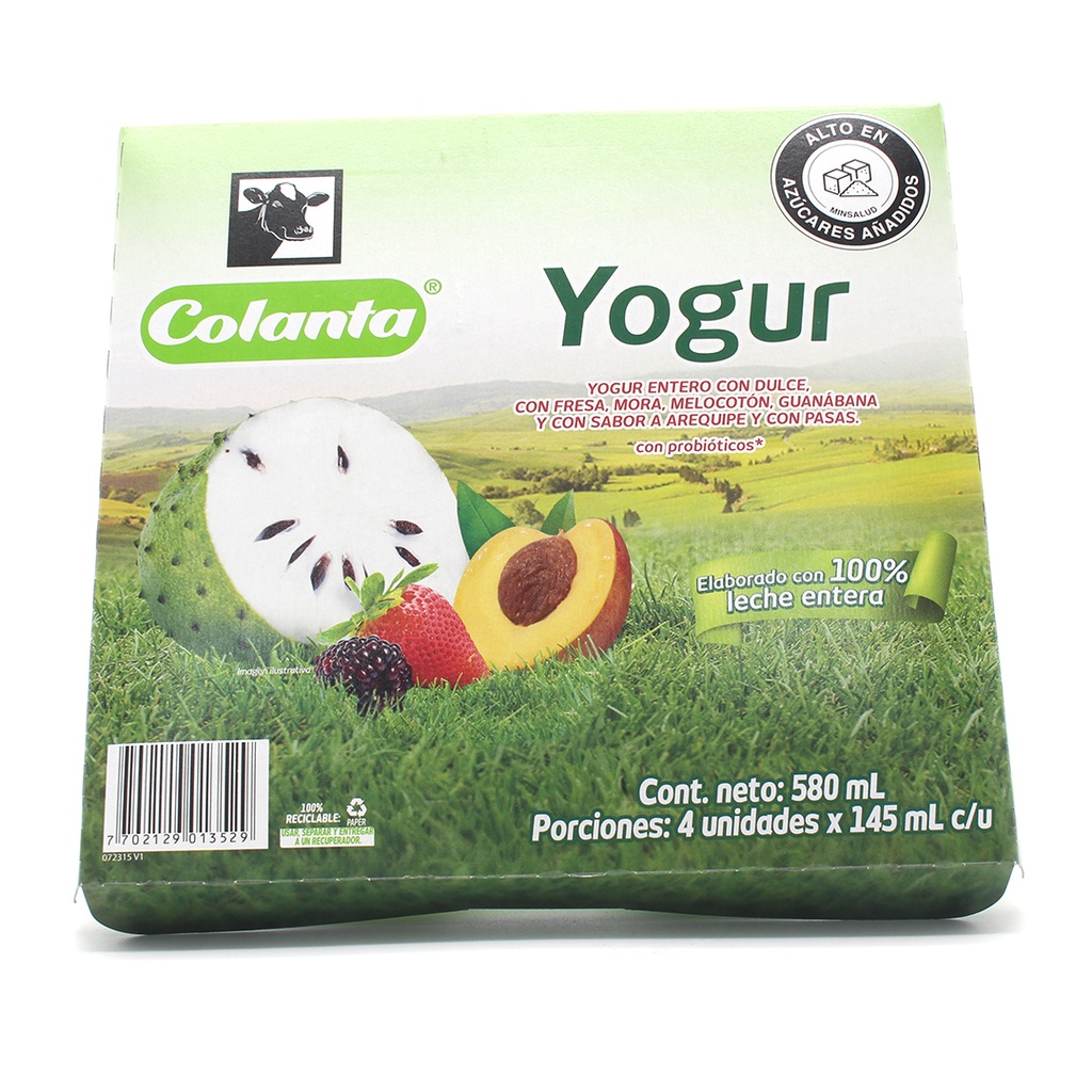 Yogur Colanta Surtido 4 Unidades 145Gr Cada Uno