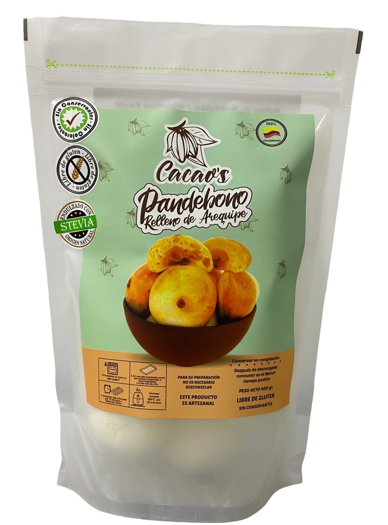 Pandebono Cacaos Relleno De Arequipe 400Gr 8 Unidades