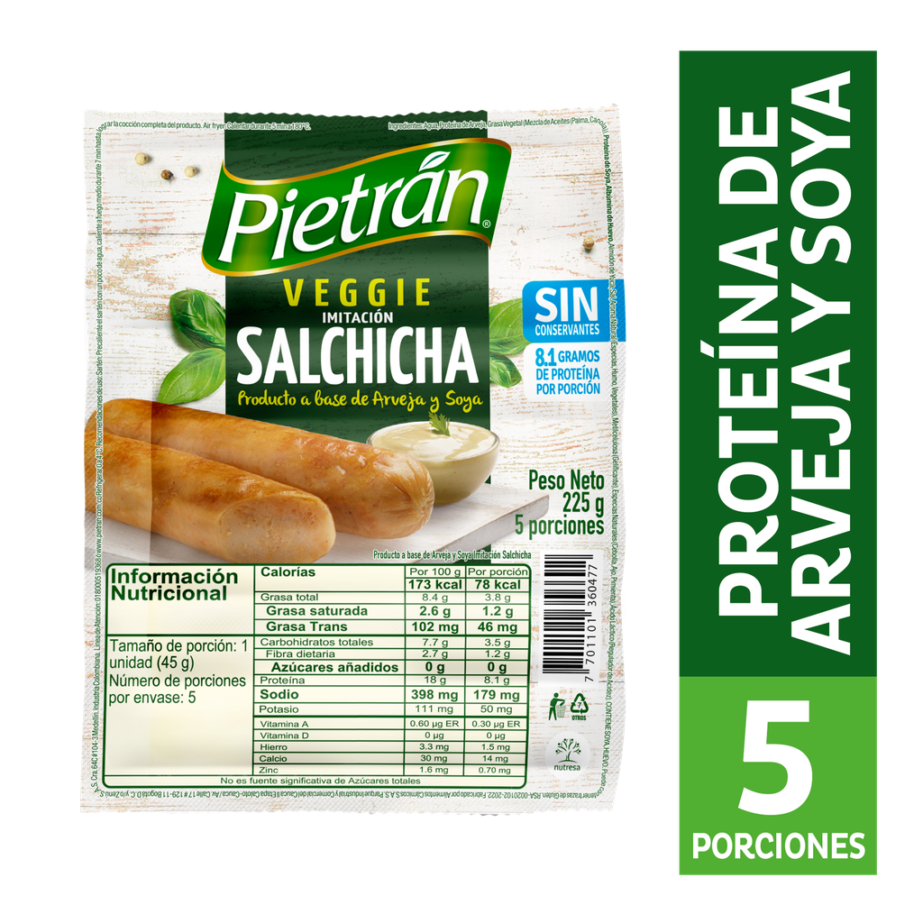 Salchicha Veggie Pietrán 225Gr