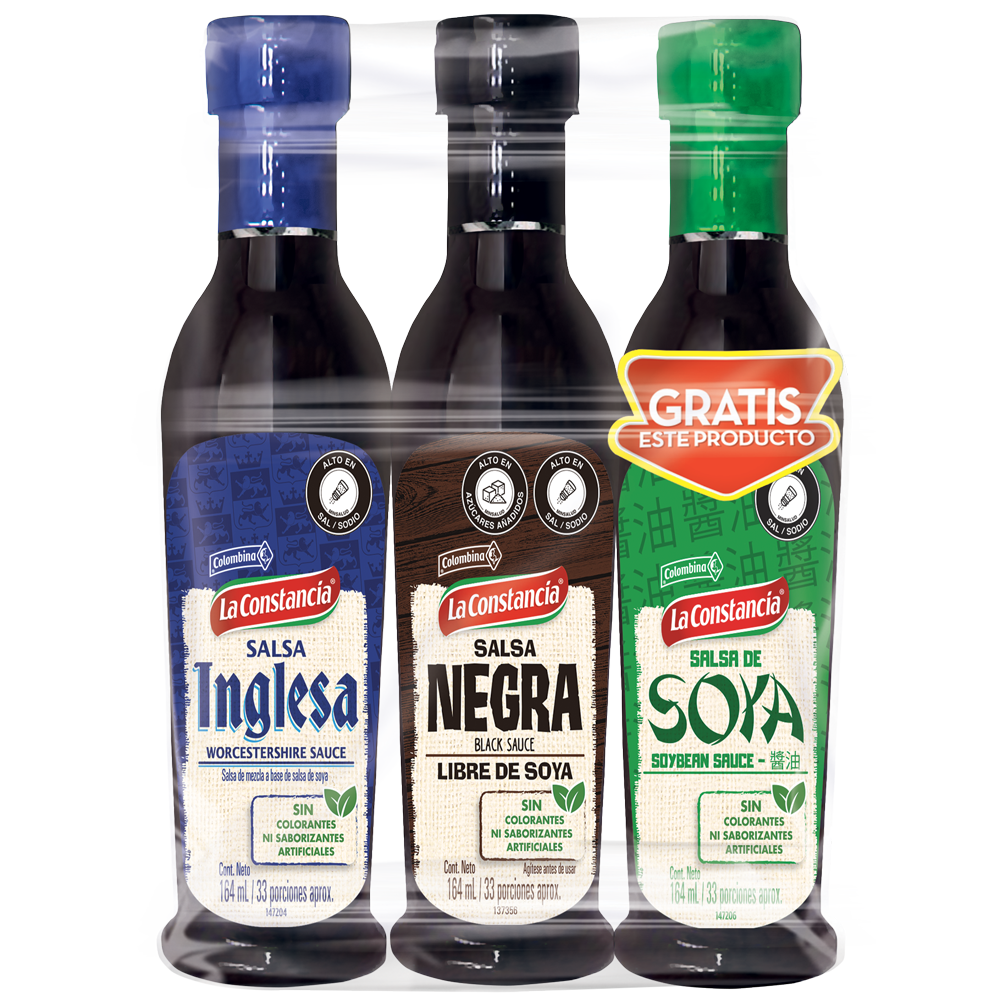 Salsa Inglesa Y Negra La Constancia 164Ml Cada Una Gratis Soya 164Ml