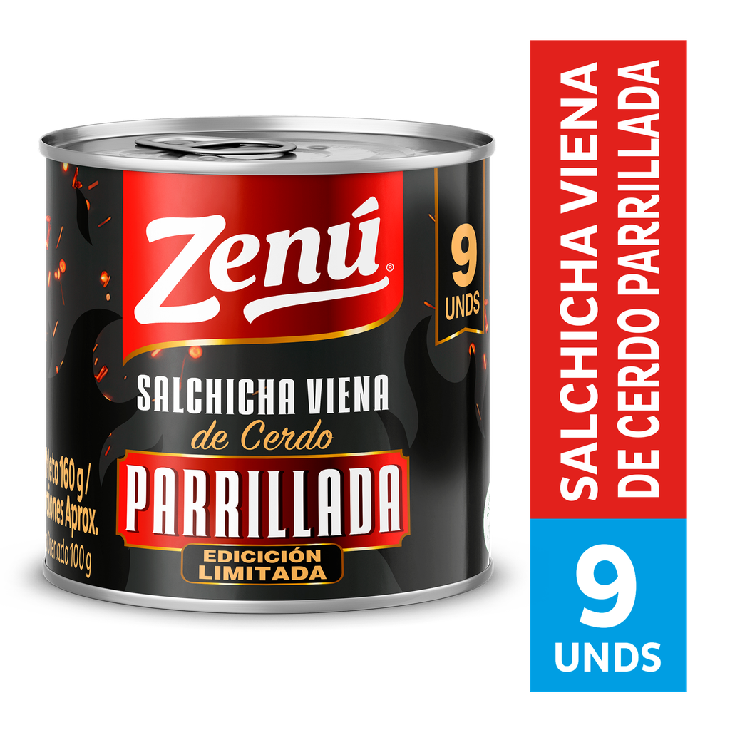 Salchicha Viena Zenú Cerdo Parrillada Lata 160Gr