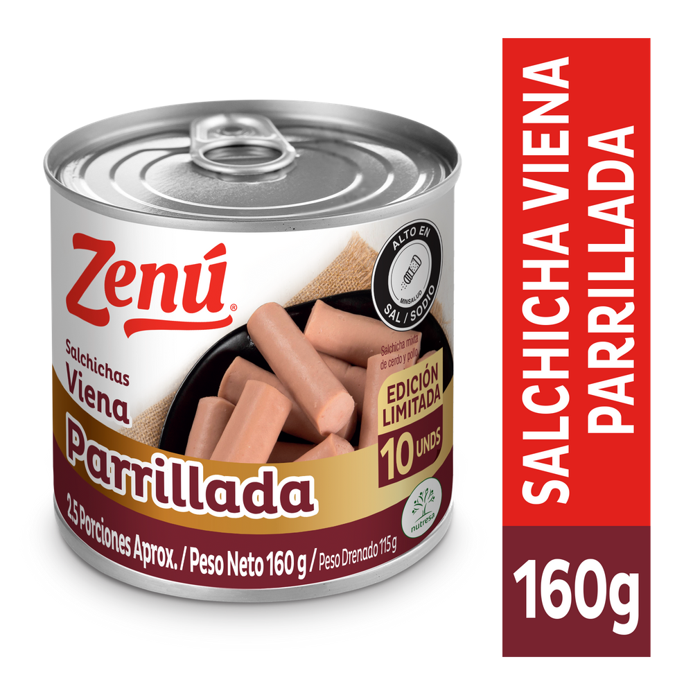 Salchicha Viena Zenu Parrilla Lata 160Gr