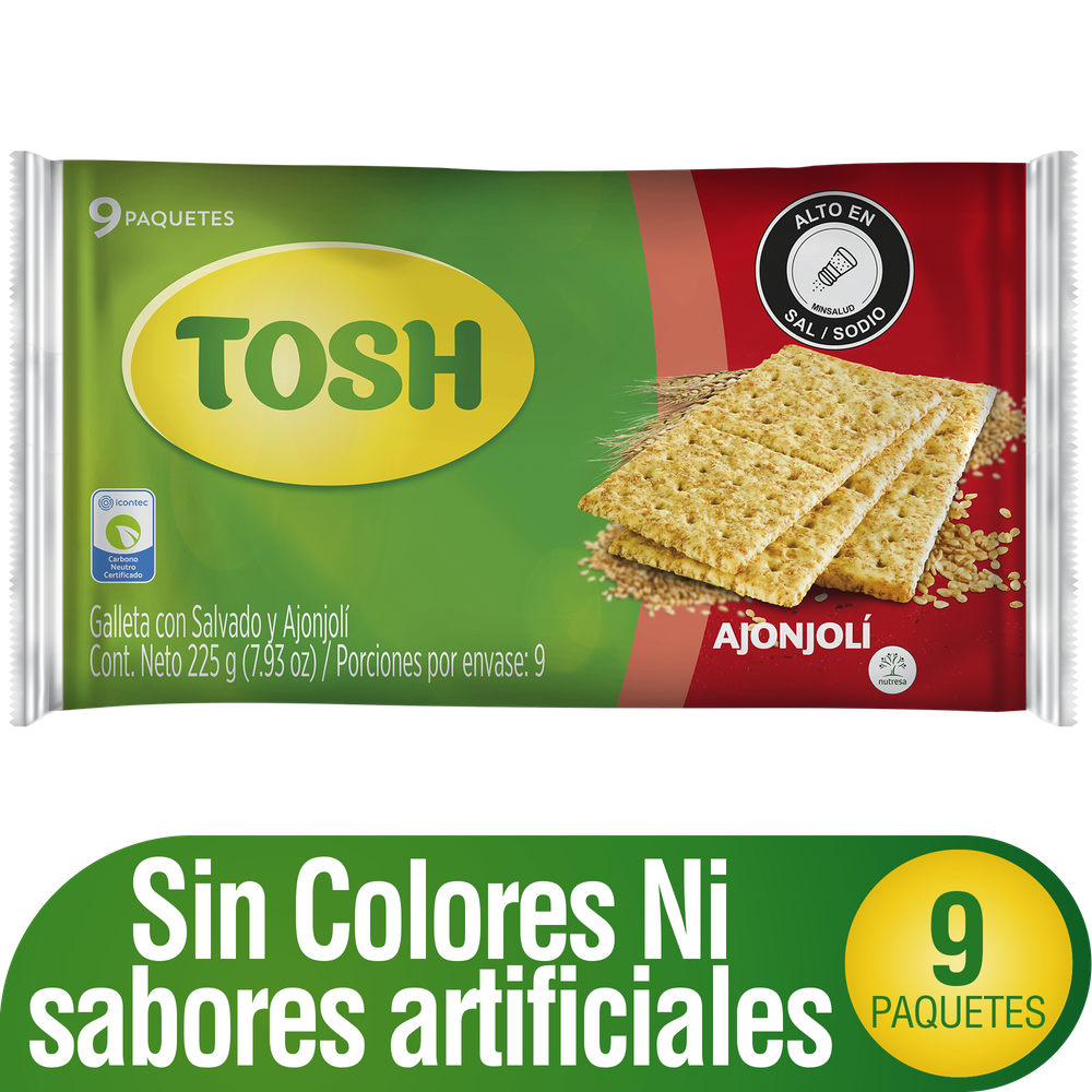 Galletas Tosh Ajonjoli 9 Paquetes 225Gr