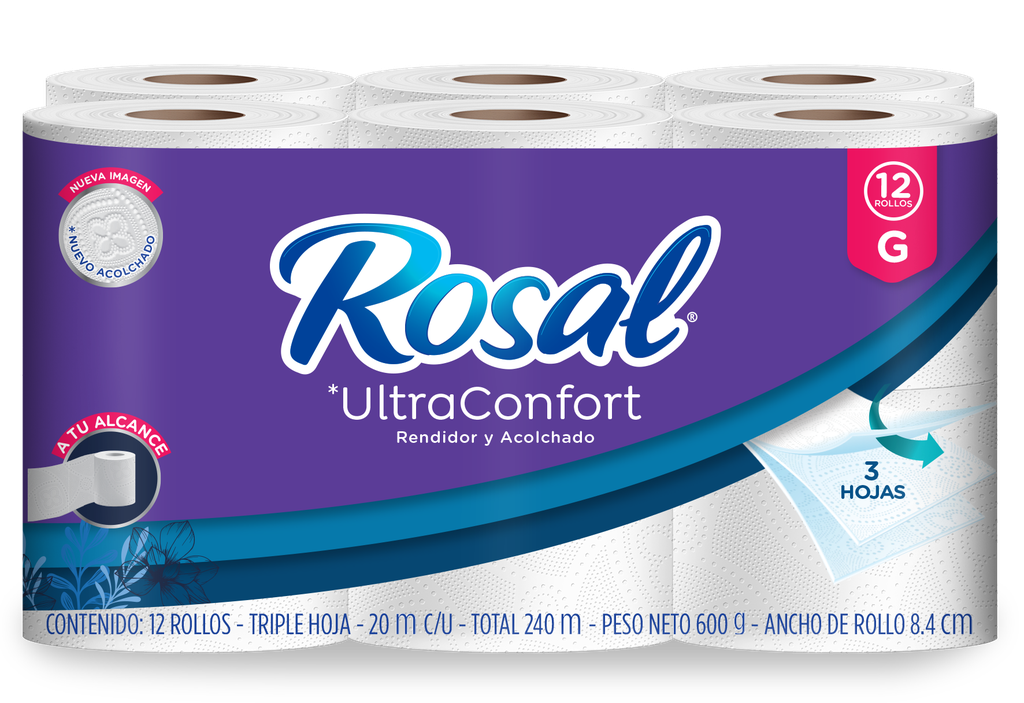 Papel Higiénico Rosal Ultra Confort G 12 Unidades 