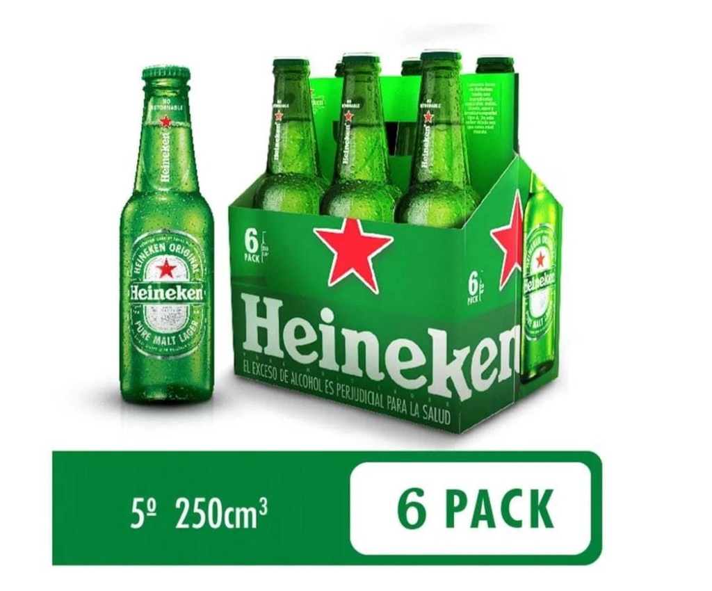 Cerveza Heineken Botella 6 Unidades 250Cc