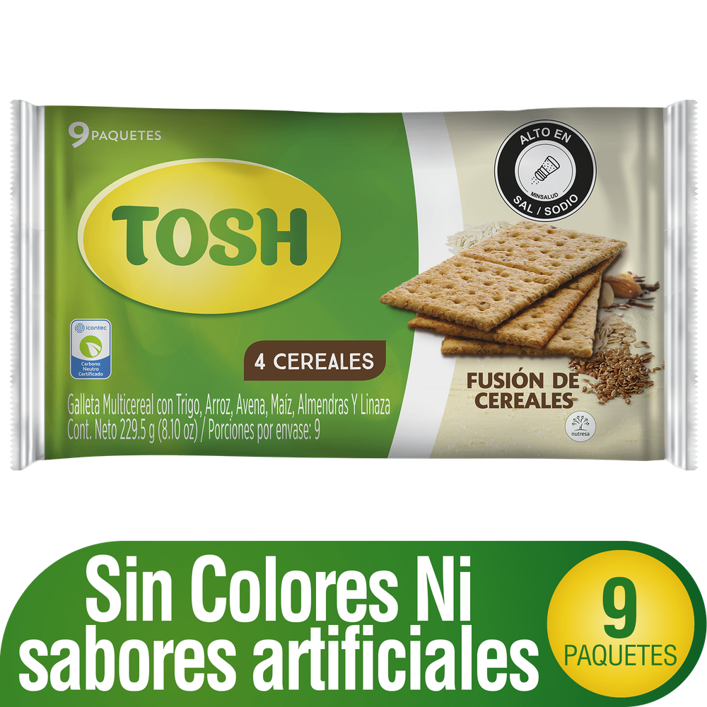 Galletas Tosh Fusión Cereales 9 Paquetes 229Gr