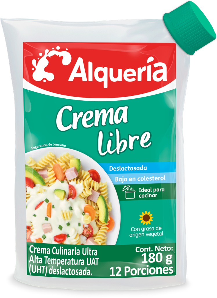 Crema De Leche Alquería Libre Deslactosada Doypack 180Gr