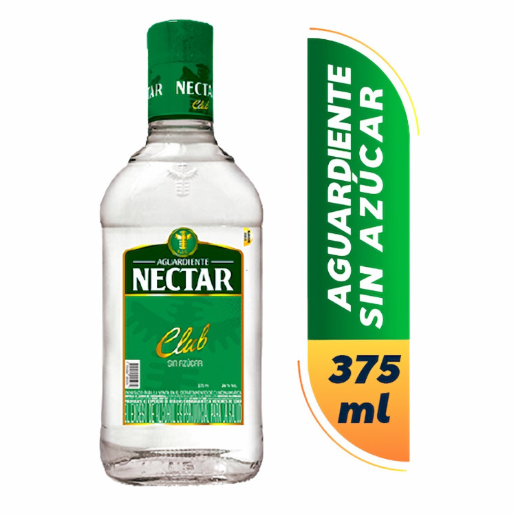 Aguardiente Nectar Club Sin Azúcar Botella 375Ml