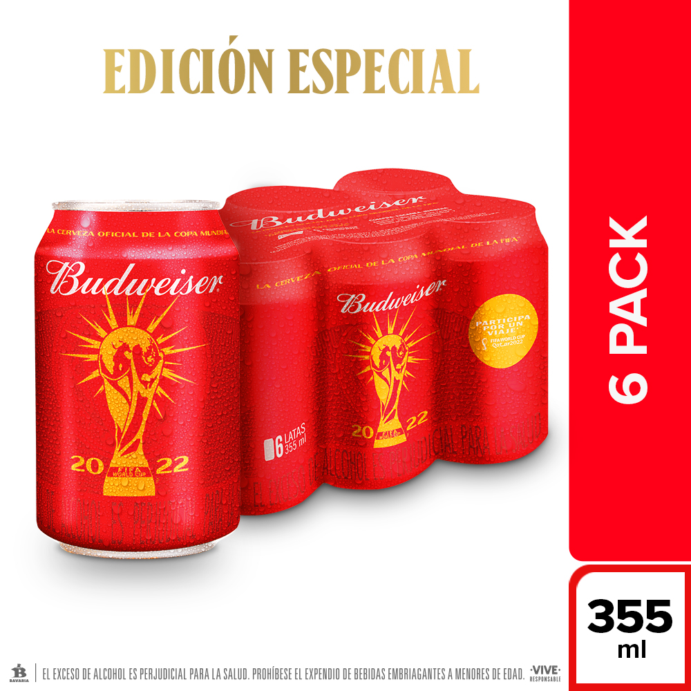 Cerveza Budweiser Lata 355Ml 6 Unidades