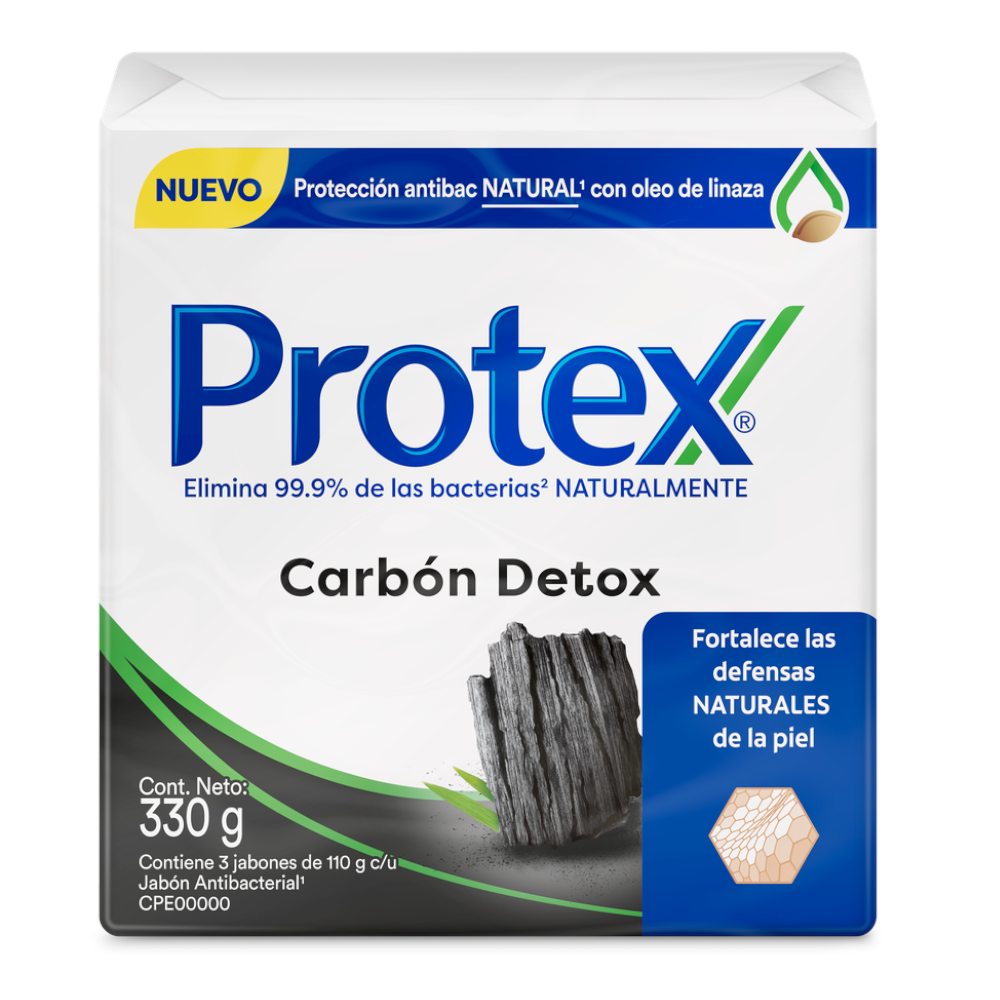 Jabón Protex Carbón Detox 3 Unidades 330Gr