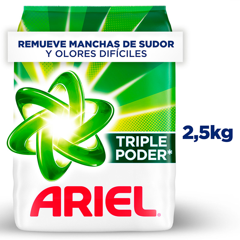 Detergente Polvo Ariel Triple Poder 2500Gr