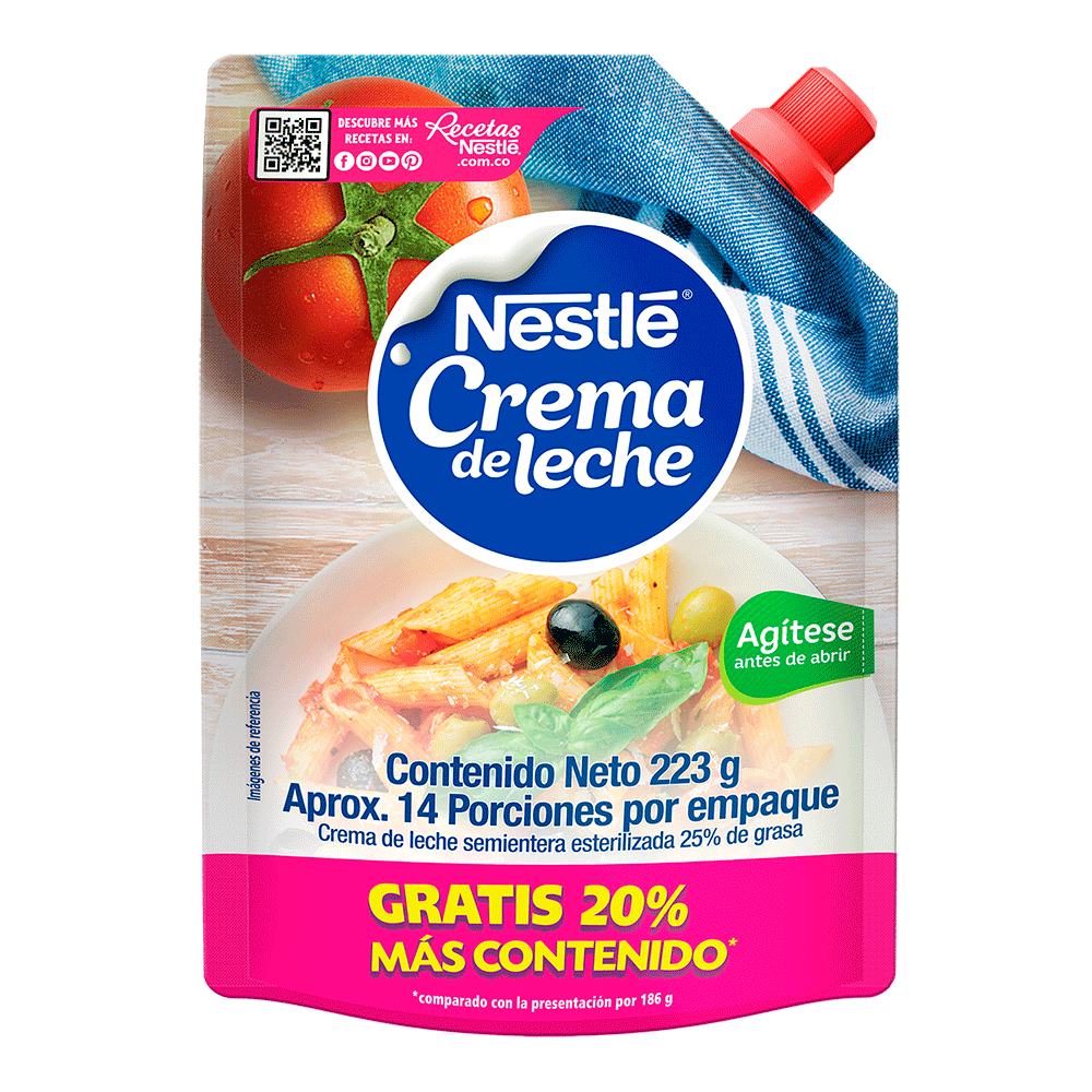 Crema Leche Nestle Doypack 186Gr Gratis 20% + Contenido
