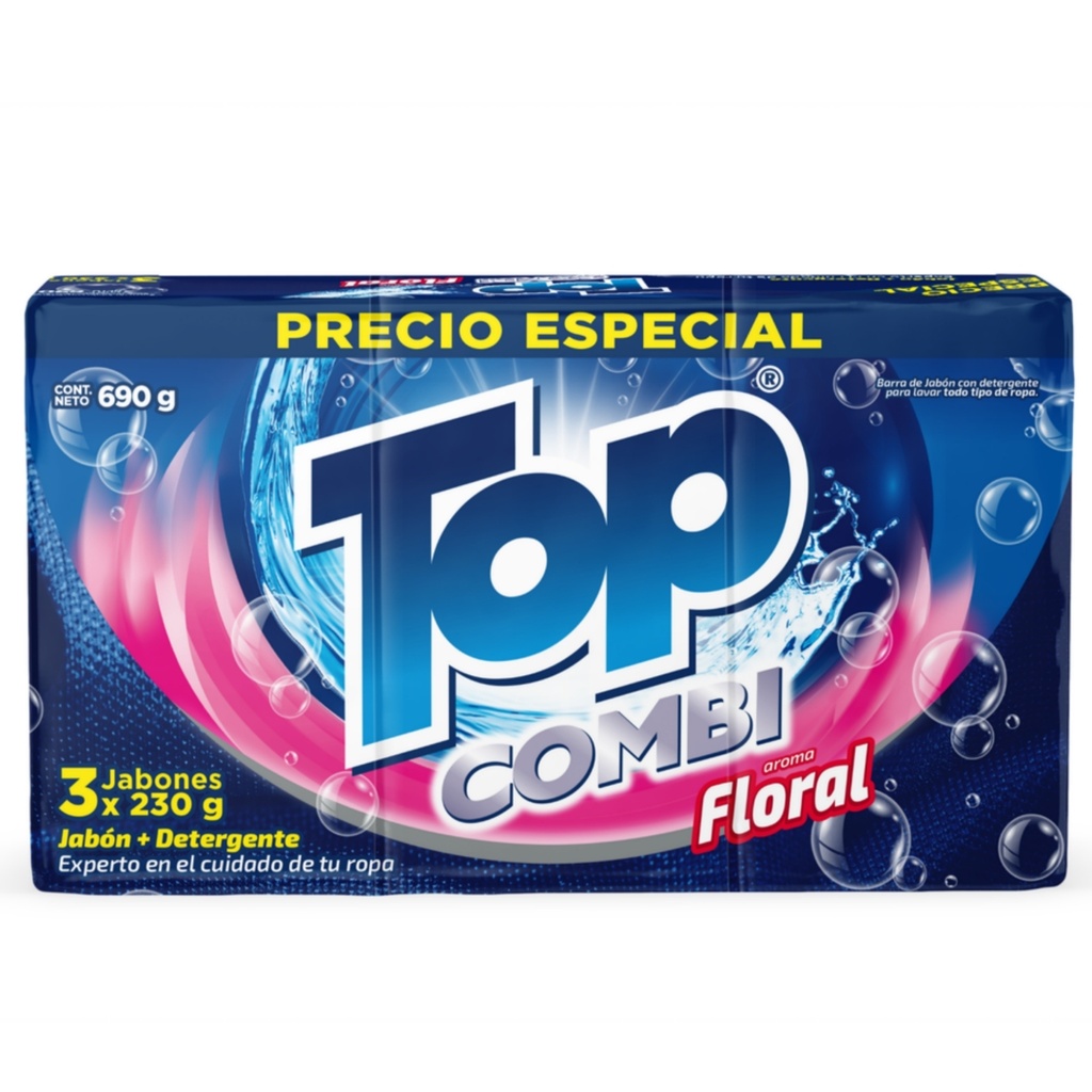 Jabón Top Combi Aroma Floral Barra 3 Unidades 690Gr