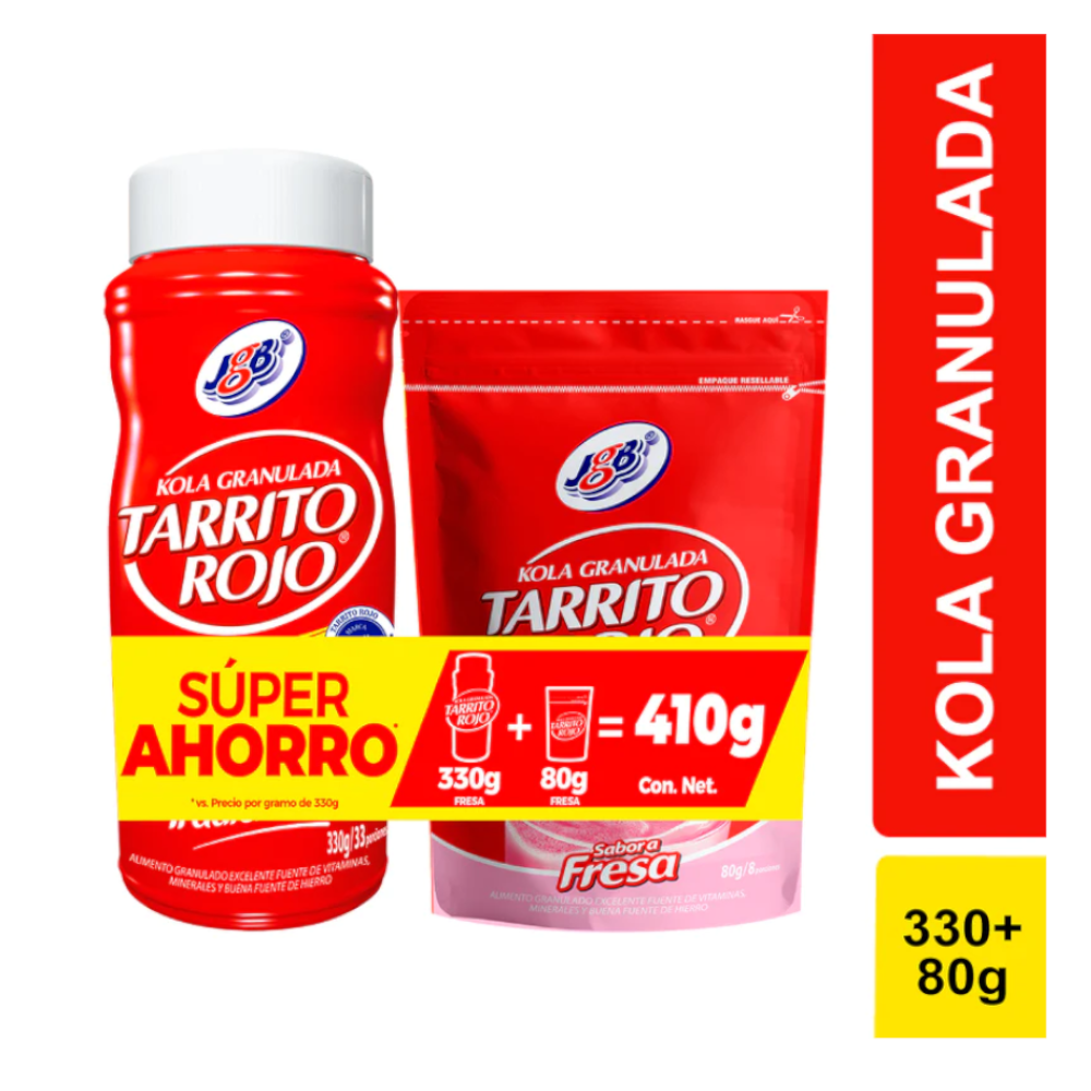 Tarrito Rojo Tradicional 330Gr + Tarrito Rojo Sabor Fresa 80Gr Súper Ahorro