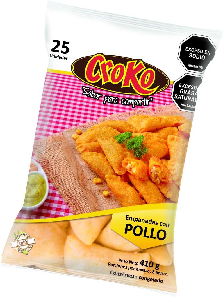 Empanadas Tipo Coctel Con Pollo Croko 25 Unidades 410Gr