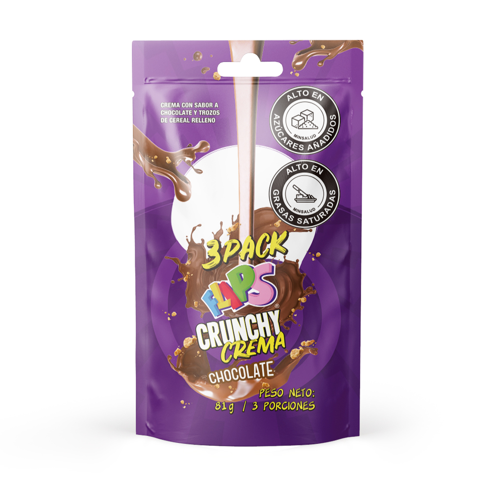 Crema Flips Con Sabor Chocolate Y Trozos De Cereal Relleno 3 Pack 81Gr