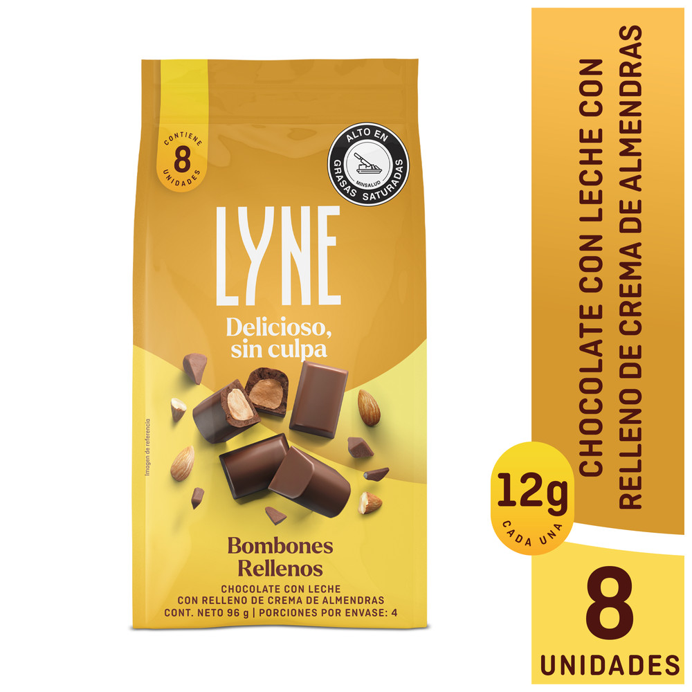 Bombones Rellenos Lyne Con Chocolate Con Leche 96Gr