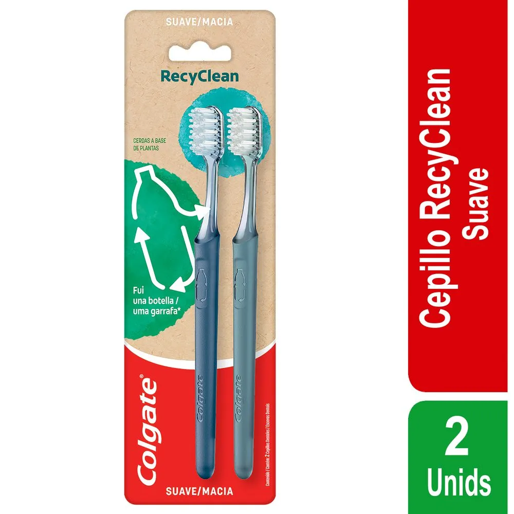 Cepillo Dental Colgate Recyclean Suave 2 Unidades