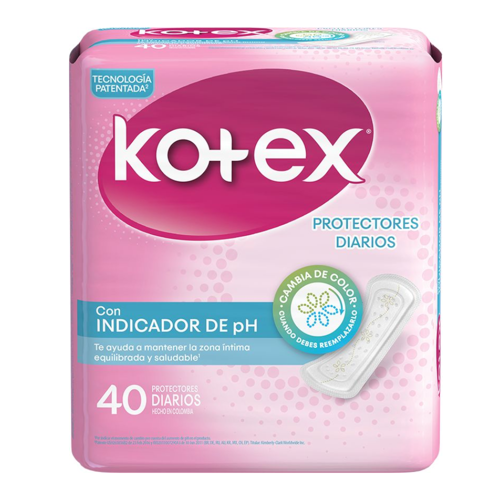 Protectores Diarios Kotex Con Indicador De PH 40 Unidades
